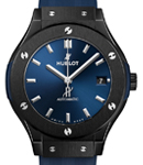 Classic Fusion 38mm in Black Ceramic on Blue Rubber Strap with Blue Dial
