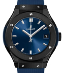 Classic Fusion 33mm in Black Ceramic on Blue Rubber Strap with Blue Dial
