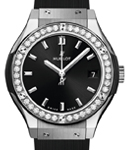 Classic Fusion 33mm in Titanium with Diamond Bezel on Black Rubber Strap with Black Dial