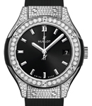 Classic Fusion 33mm in Titanium with Pave Diamond Case on Black Rubber Strap with Black Dial
