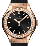 Classic Fusion 33mm in Rose Gold with Diamond Bezel on Black Rubber Strap with Black Dial