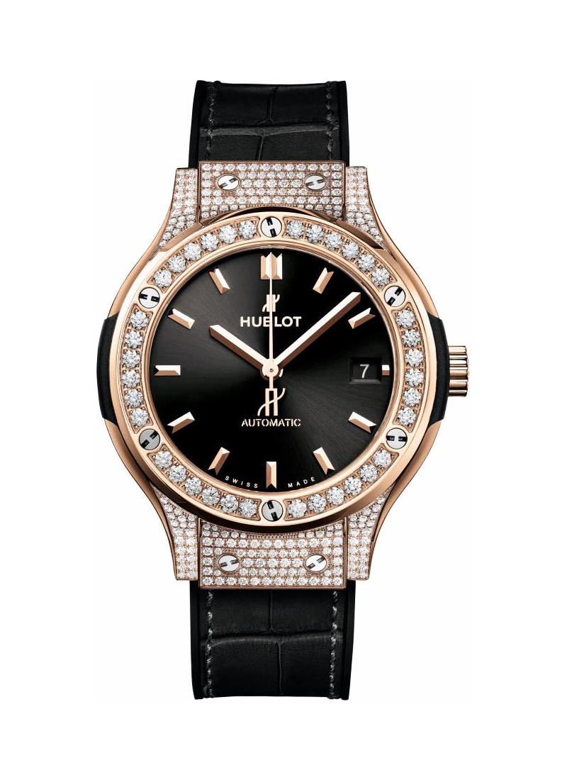 Hublot Classic Fusion 38mm in Rose Gold with Pave Diamond Case