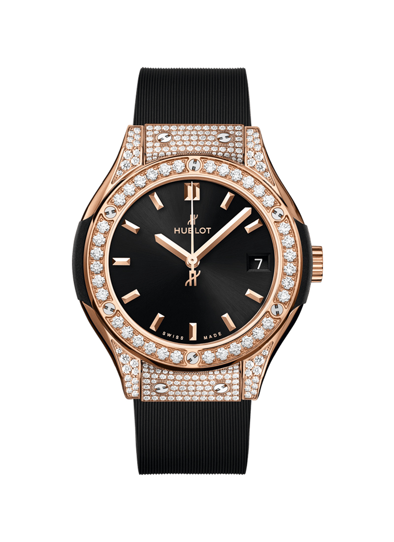 Hublot Classic Fusion 33mm in Rose Gold with Pave Diamond Case