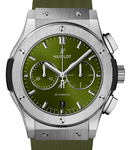 Classic Fusion Chronograph 42mm in Titanium On Green Rubber Strap with Green Dial