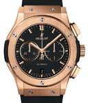 Classic Fusion Chronograph 42mm in Rose Gold On Black Rubber Strap with Black Dial