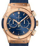 Classic Fusion Chronograph 42mm in Rose Gold On Blue Rubber Strap with Blue Dial