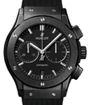 Classic Fusion Chronograph 42mm in Black Ceramic On Black Rubber Strap with Black Dial