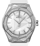 Classic Fusion Orlinski 40mm in Titanium with Diamond Bezel and Case on White Rubber Strap with White Dial