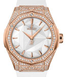 Classic Fusion Orlinski 40mm in Rose Gold with Pave Diamond Case on White Rubber Strap with White Dial