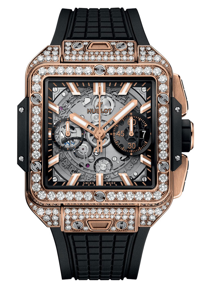 Hublot Square Bang Unico 42mm in Rose Gold with Pave Diamond Case