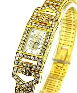 Charleston in Yellow Gold with Diamond Bezel on Yellow Gold Diamond Bracelet with White Arabic Dial