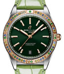 Chronomat Automatic 36mm South Sea in Steel with Rose Gold Sapphire Bezel on Green Alligator Leather Strap with Green Dial