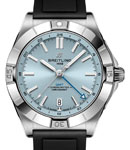 Chronomat Automatic 40mm GMT in Steel with Platinum Bezel on Black Rubber Strap with Light Blue Dial