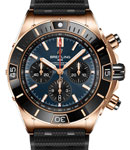 Super Chronomat B01 44mm in Rose Gold with Black Bezel on Black Rubber Strap with Blue Dial