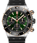 Super Chronomat B01 44mm in Steel with Rose Gold Black Bezel on Black Rubber Strap with Green Dial