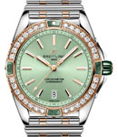 Super Chronomat B01 38mm in Steel with Rose Gold Diamond Bezel on Steel and Rose Gold Bracelet with Light Green Dial