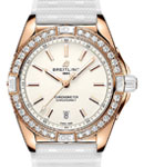 Super Chronomat B01 38mm in Rose Gold with Diamond Bezel on White Rubber Strap with Beige Dial
