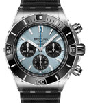 Super Chronomat B01 44mm in Steel with Platinum Black Bezel on Black Rubber Strap with Light Blue Dial