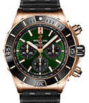 Super Chronomat B01 44mm in Rose Gold with Blaxk Bezel on Black Rubber Strap with Green Dial