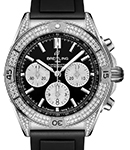 Super Chronomat B01 42mm in Steel with Diamond Bezel & Lugs on Black Rubber Strap with Black Dial