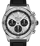 Super Chronomat B01 42mm in Steel with Diamond Bezel & Lugs on Black Rubber Strap with Silver Dial