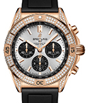 Super Chronomat B01 42mm in Rose Gold with Diamond Bezel & Lugs on Black Rubber Strap with Silver Dial
