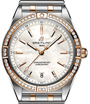 Chronomat Automatic 36mm in Steel with Rose Gold Diamond Bezel on Steel and Rose Gold Bracelet with White Dial