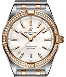 Chronomat Automatic 32mm in Steel with Rose Gold Diamond Bezel on Steel and Rose Gold Bracelet with White Dial