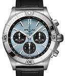 Super Chronomat B01 42mm in Steel with Platinum Bezel on Black Rubber Strap with Light Blue Dial