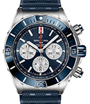 Super Chronomat B01 44mm in Steel on Blue Rubber Strap with Blue Dial