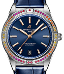 Chronomat Automatic 36mm South Sea in Steel with Rainbow Sapphire Bezel on Blue Alligator Leather Strap with Blue Dial