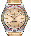 Chronomat Automatic 36mm South Sea in Steel with Rainbow Sapphire Bezel on Beige Alligator Leather Strap with Beige Dial