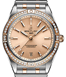 Chronomat Automatic 36mm in Steel with Rose Gold Diamond Bezel on Steel and Rose Gold Bracelet with Pink Dial