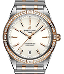 Chronomat Automatic 36mm in Steel with Rose Gold Diamond Bezel on Steel and Rose Gold Bracelet with White Dial