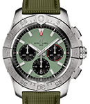 Avenger B01 Chronograph 44mm in Steel on Green Calfskin Leather Strap with Light Green Dial