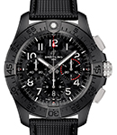 Avenger B01 Chronograph 44mm in Black Ceramic on Black Calfskin Leather Strap with Black Dial