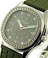Lady's Aquanaut Luce Steel with Camo Green Dial on Green Rubber Strap