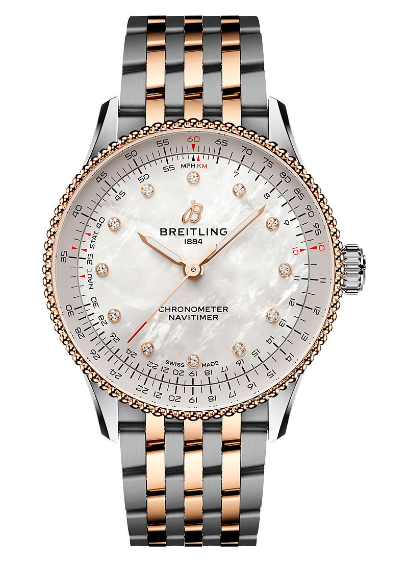 Breitling Navitimer Automatci 36mm in Steel with Rose Gold Bezel