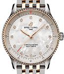 Navitimer 32mm in Steel with Rose Gold Bezel on Steel and Rose Gold Bracelet with White Diamond Dial