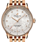 Navitimer 32mm in Rose Gold on Rose Gold Bracelet with White Diamond Dial