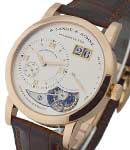 Lange 1 Tourbillon Mens Mechanical in Rose Gold Brown Crocodile Leather Strap with Silver Dial