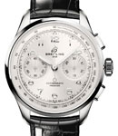Premier B09 Chronograph 40mm in Steel on Black Crocodile Leather Strap and Silver Dial
