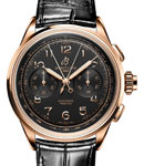 Premier B15 Duagraph 42mm in Rose Gold on Black Crocodile Leather Strap and Black Dial