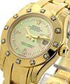 Masterpeice Lady's in Yellow Gold with 12 Diamond Bezel on Yellow Gold Pearlmaster Bracelet with Mother of Pearl Stick Dial