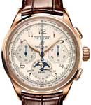 Premier B25 Datora 42mm in Rose Gold on Brown Crocodile Leather Strap and Cream Dial