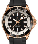 SuperOcean Automatic 42mm in Rose Gold with Black Ceramic Bezel on Black Rubber Strap with Black Dial