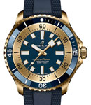 SuperOcean Automatic 44mm in Bronze with Blue Ceramic Bezel on Blue Rubber Strap with Blue Dial
