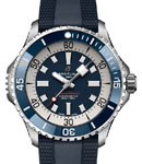 SuperOcean Automatic 46mm in Steel with Blue Ceramic Bezel on Blue Rubber Strap with Blue Dial