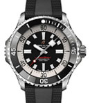 SuperOcean Automatic 46mm in Steel with Black Ceramic Bezel on Black Rubber Strap with Black Dial