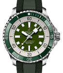 SuperOcean Automatic 44mm in Steel with Green Ceramic Bezel on Green Rubber Strap with Green Dial
